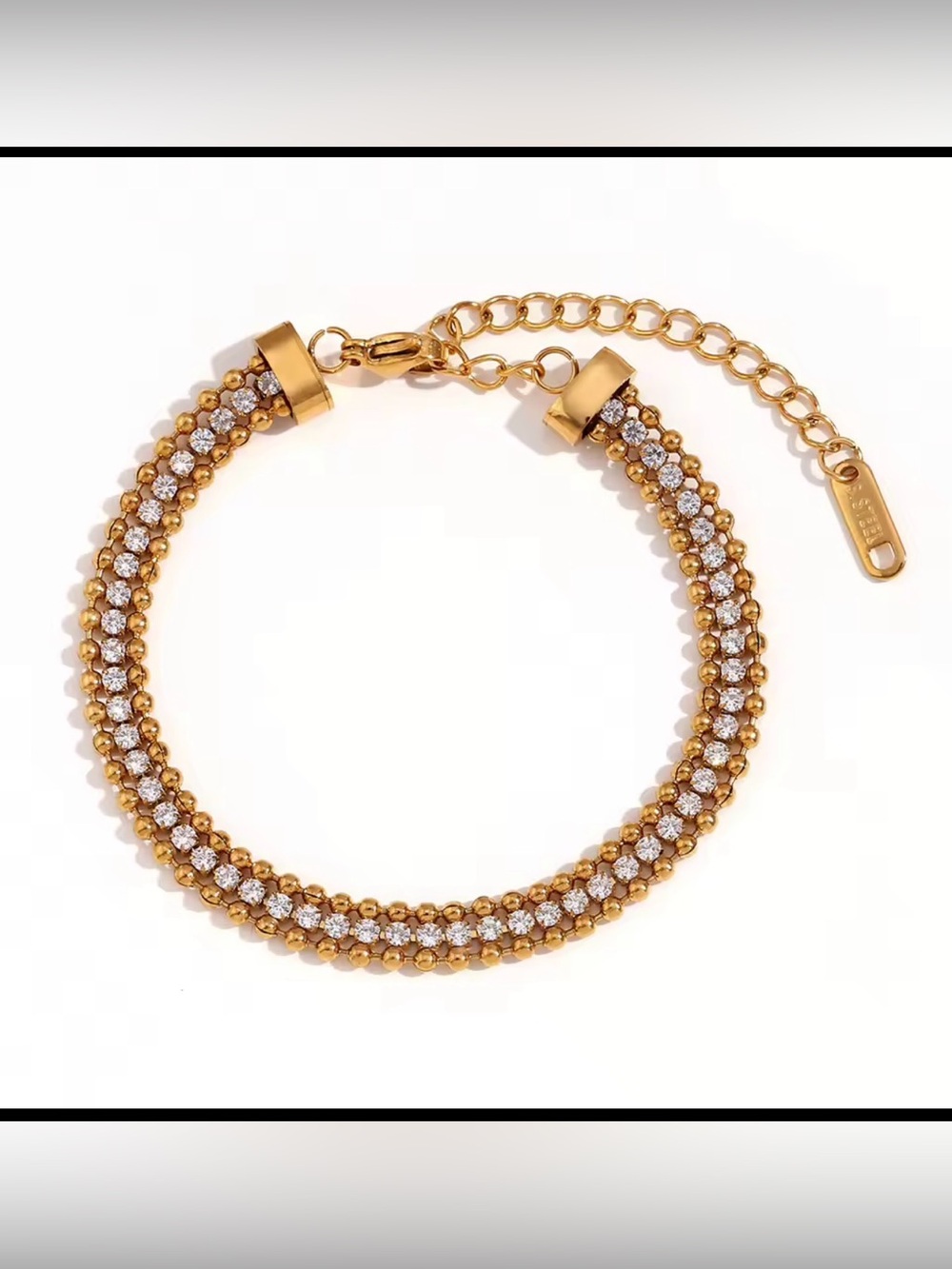 18k Gold plated Crystal Double-Row Bracelet - Sparkling Gold Bracelet